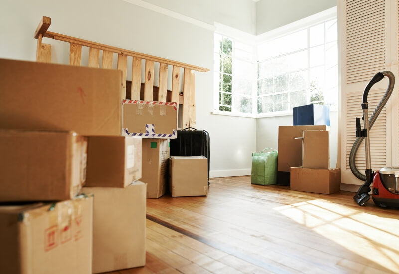 Boxes packed for a storage facility in Austin, Texas