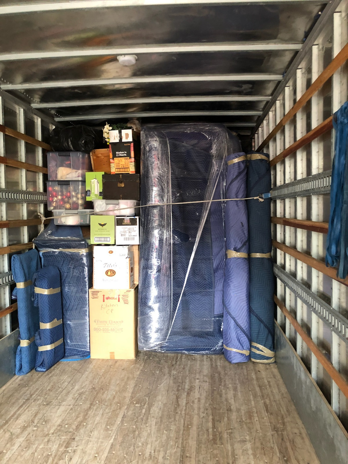 loaded moving van