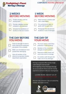 Checklist for corporate moving created by Firefighting's Finest Moving & Storage in Fort Worth, TX
